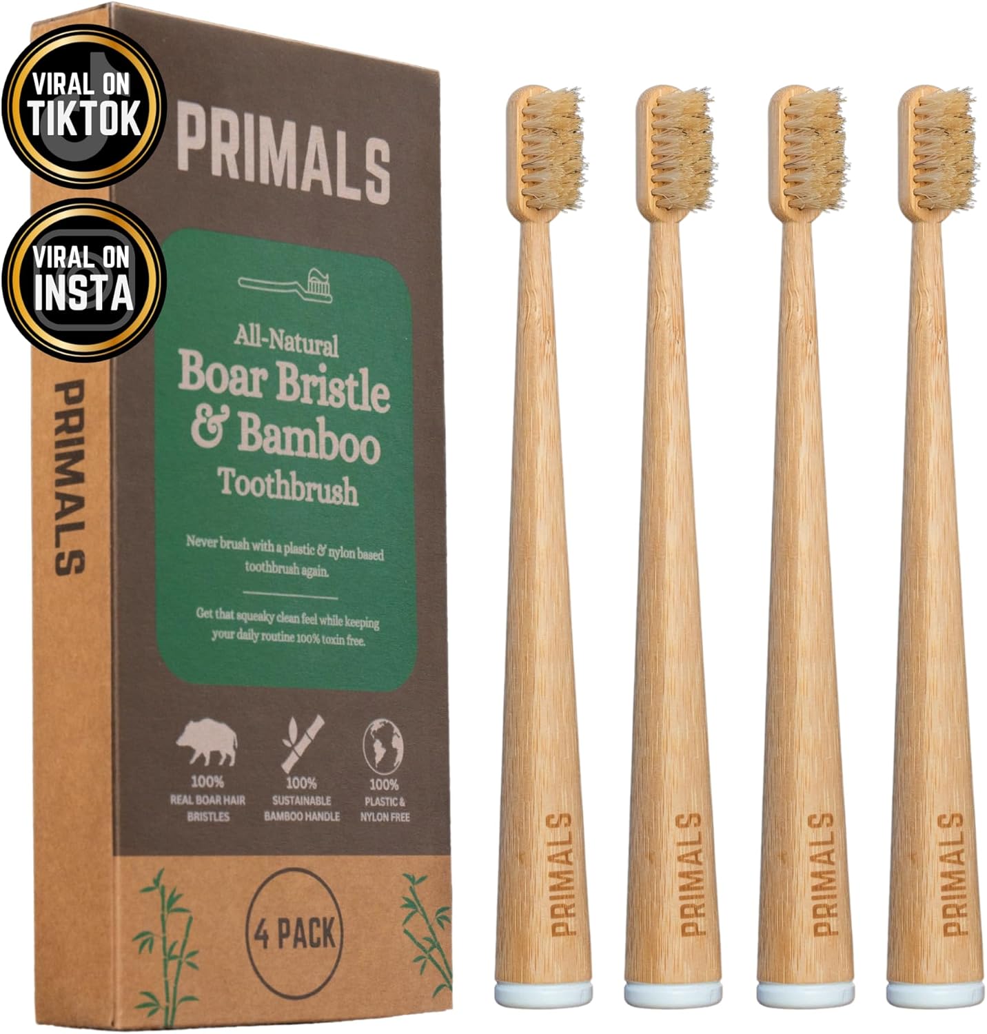 Bamboo Toothbrush Set (4 Pack)