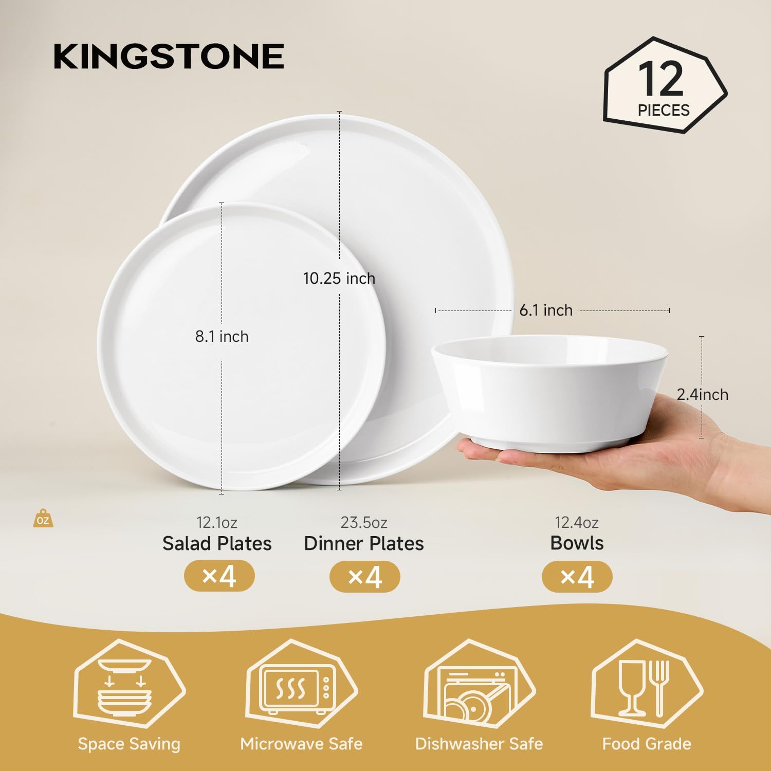 Porcelain Dinner Plate Set (4 pieces) - Image 3